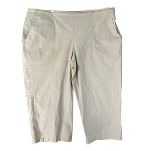 EILEEN FISHER WOMAN Stretch Organic Cotton Wide Leg Crop Pant Khaki Size 2X